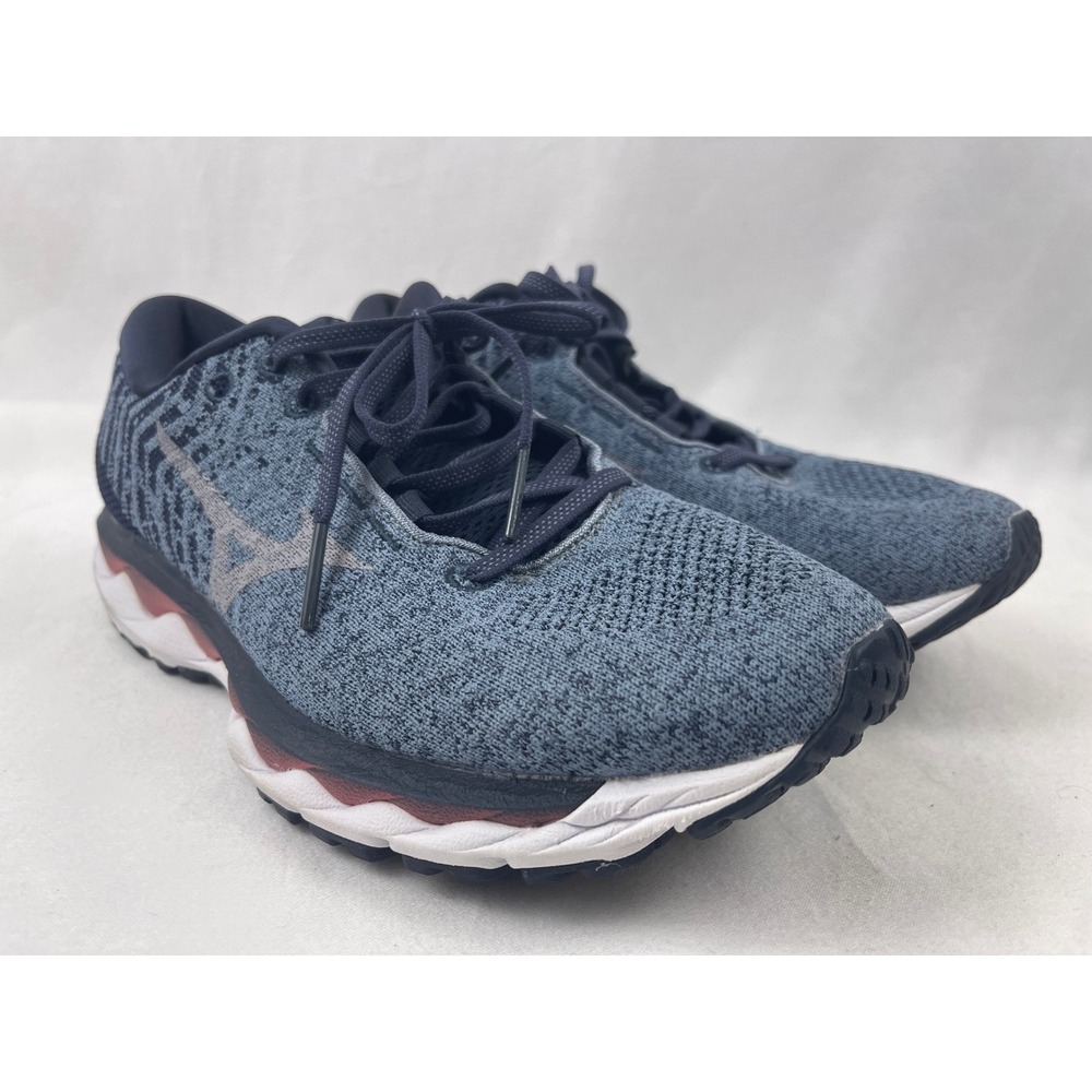 Mizuno Wave Sky WAVEKNIT 3 Women 10 Blue Excellent Running Shoes J1GD195709 - Picture 2 of 12